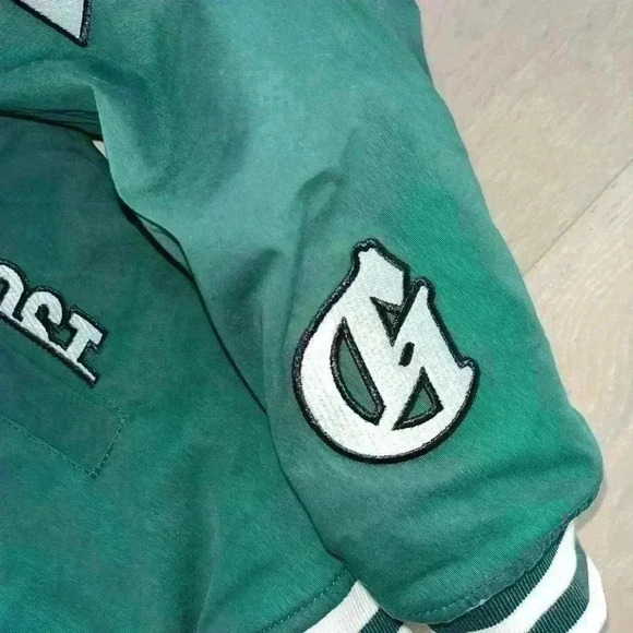 GHOST lifestyle pre work out vintage forest green Bomber Jacket size medium M - Picture 12 of 16